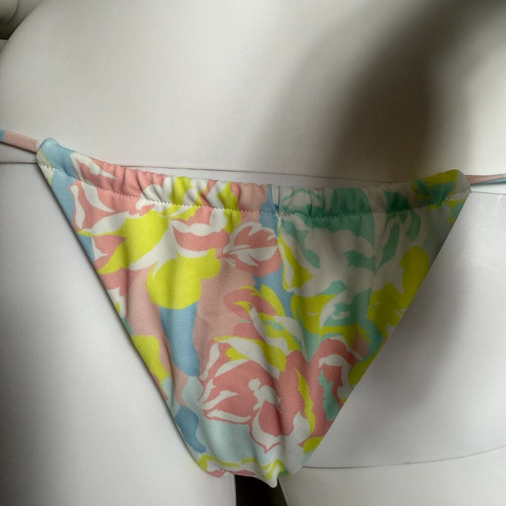 Victoria Secret X-small XS Bikini Bottom Cheeky Side Tie Camo Pastel Blue Pink
